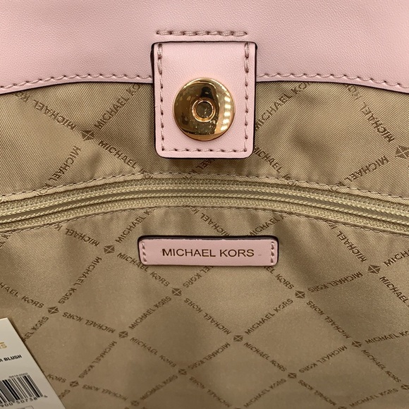 Michael Kors Sienna Large Tote Shoulder Bag Powder Blush Leather Canvas - Picture 10 of 16